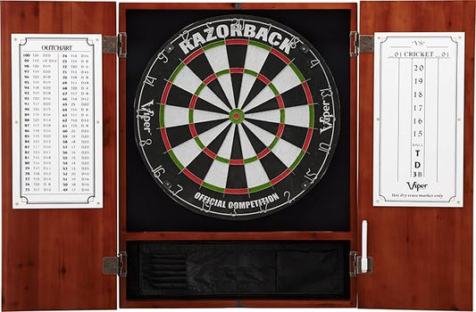 Viper by GLD Products Metropolitan Solid Wood Cabinet & Sisal/Bristle Dartboard Play-Ready Bundle