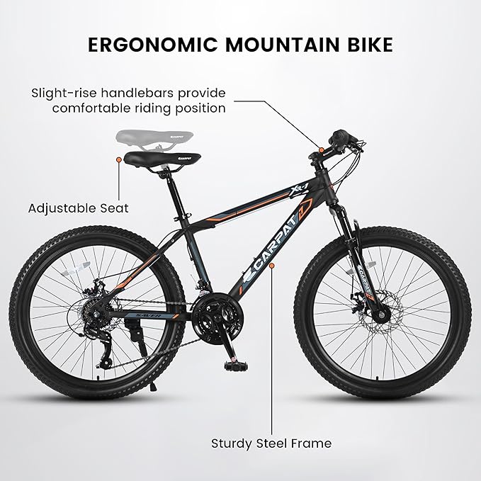 24/26/27.5 Inch Wheels Mountain Bike Shimano 21 Speeds with Mechanical Disc Brakes Aluminum/High-Carbon Steel Frame Suspension MTB Bikes Mountain Bicycle for Adult & Teenagers