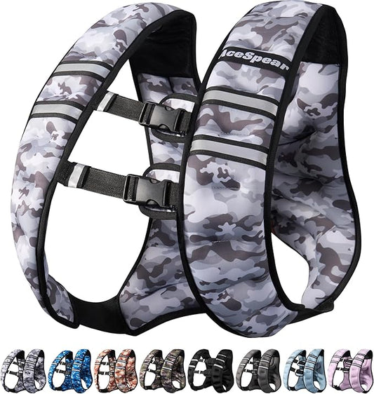 AceSpear Weighted Vest for Men Women 6lbs/8lbs/10lbs/12lbs/14lbs/16lbs/18lbs Body Weight Vest with Reflective Stripe for Running Walking Jogging Fitness Strength Training Workout