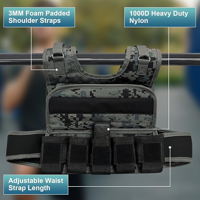 Adjustable Weighted Vest 44 Lb, Weight Vest for Men,Adjustable Wearable Weights with Iron Weights for Home Workouts and Strength Training