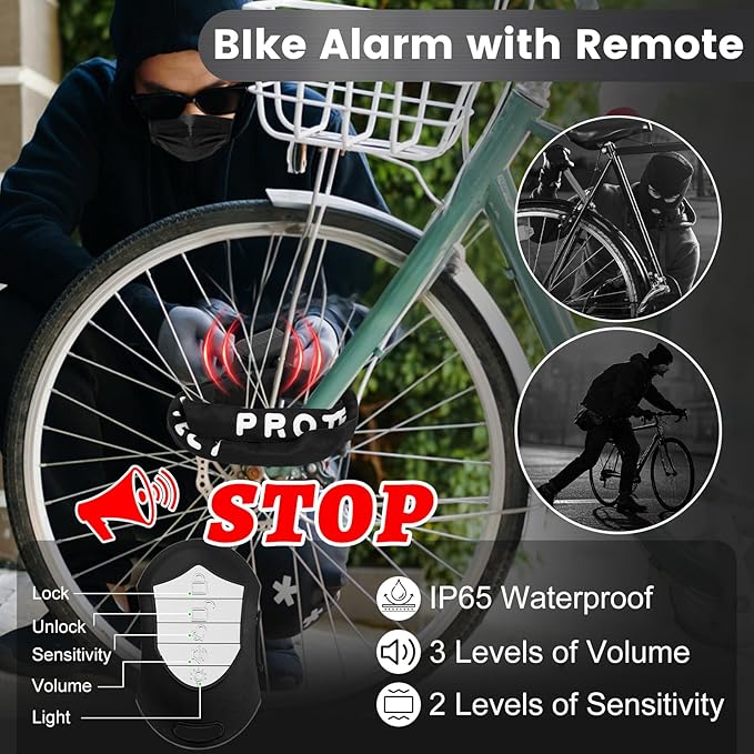 Bike Chain Lock with 110dB Alarm - Heavy Duty Anti-Theft Bicycle Chain Lock,3.94Ft Security Bike Locks with 3 Keys, Waterproof Lock Chain for Bike, Bicycle, Scooter, Motorcycle, Door, Gate, Fence