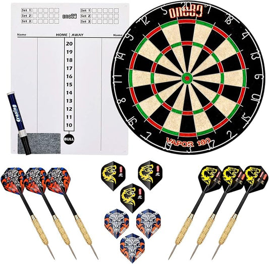 Vapor 180 Bristle Dartboard Staple Free Bullseye Steeltip Darts Extra Flights