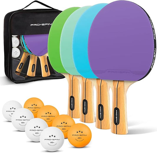 PRO SPIN Ping Pong Paddles - High-Performance Set with Premium Table Tennis Rackets, 3-Star Ping Pong Balls, Compact Storage Case | Professional Quality Ping Pong Paddle Set | Indoor & Outdoor Games