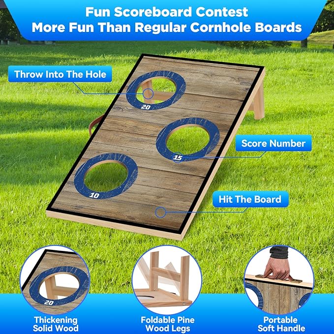 Portable Cornhole Board Set with Bean Bags,Choose 3 * 2 ft or 2 * 1 ft Cornhole Boards for Adults Kids Cornhole Games for Indoor and Outdoor Party Camping Equipment