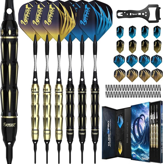 IgnatGames Premium Soft Tip Darts – 6/12 Pack Brass Barrels with Aluminum Shafts, 16 GlideXPro Flight Set, Tool Kit, Giftable Case & 100 Extra Tips