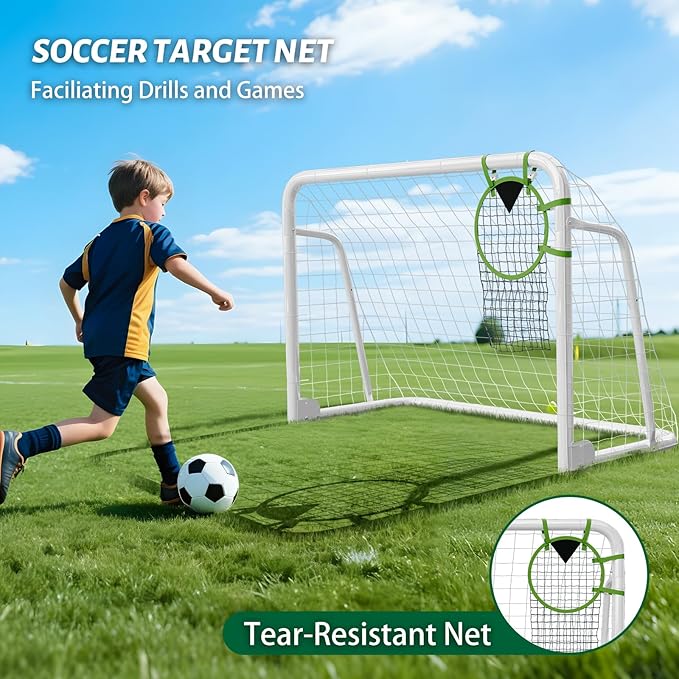 NAIZEA Soccer Goal - 12x6FT/16x7FT/10x6FT/8x6FT/6x4FT Soccer Goals for Backyard - Metal Soccer Goals for Youth Adult - Multiple Sizes Colors - Perfect for Games Indoor Outdoor Practice