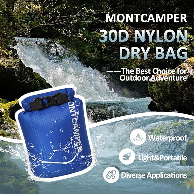 30D Nylon Waterproof Dry Bag-Suitable for Hiking, Kayaking and Rafting-Portable Waterproof Storage Sack with Roll Top Closure-Float on Water(3L/Blue)