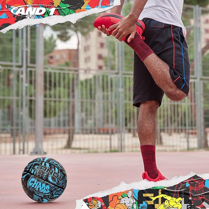 AND1 Chaos Basketball: Official Regulation Size 7 (29.5 inches) Rubber - Deep Channel Construction Streetball, Made for Indoor Outdoor Basketball Games