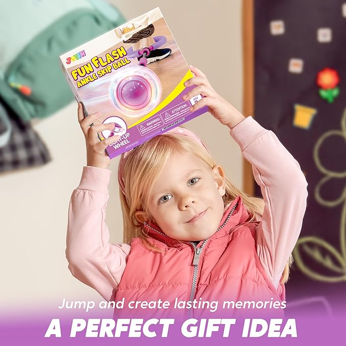 JOYIN Purple Ankle Skip Ball with Flashing Lights, Toy for Kids Indoor & Outdoor, Flashing Swing Ball Foldable Sports Toy, Birthday Gifts for Kids 3 4 5 +