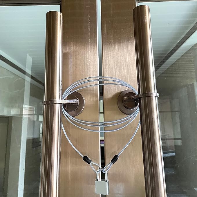 15FT 3mm Outdoor Travel Long Security Cable Lock,Braided Steel Coated Safety Cable Luggage Lock,Safety Cable Wire Rope Double Loop Lightweight (1 Pack)