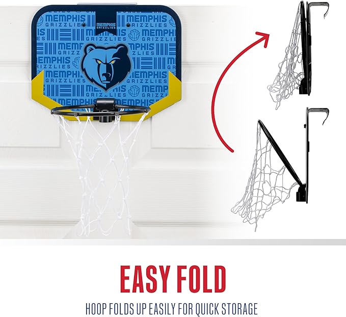 Franklin Sports NBA Team Over The Door Basketball Hoop - Kids Indoor Mini Basketball Hoop with Basketball - NBA Fan Shop Mini Hoop for Bedroom & Office