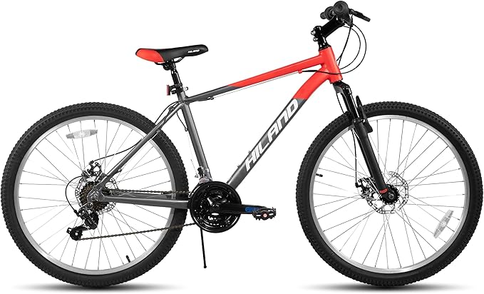 HILAND 26 27.5 inch Mountain Bike 18 Speeds, Suspension Fork, Aluminum Frame Disc-Brake for Men Women Mens MTB Bicycle Adlut Bike