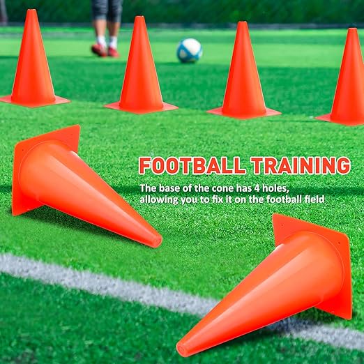 Reginary 12 Pcs 15 Inch Parking Cones, Traffic Cones, Orange Road Safety, Plastic Cones for Parking Lot Driving Training, Soccer Basketball Drills Indoor Outdoor Activity Festive Event