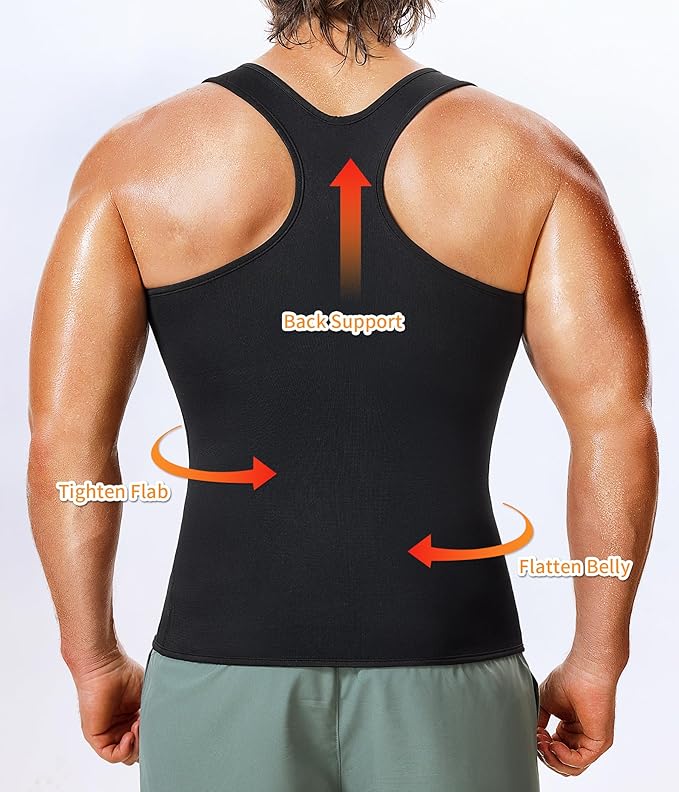 BRABIC Men Sauna Sweat Vest Tank Top Shirt for Weight Loss Waist Trainer Workout