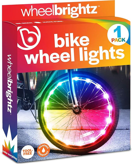 Brightz WheelBrightz LED Bike Wheel Lights - 2025 Edition with Superior Straps & LED-Weatherproof Shield! 14 Colors - Unmatched Durability, Visibility & 48+ Hours of Dazzling Illumination