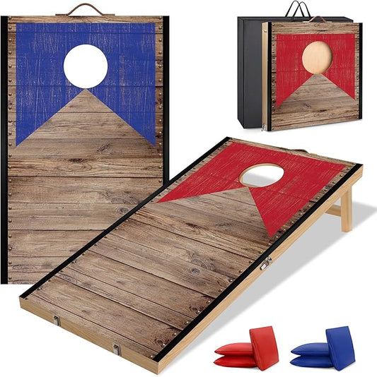 Foldable Cornhole Board Set 2ft X 1ft Solid Wood Premium Cornhole Game with 6 Bean Bags and Carrying Case Portable Cornhole Set for Kids and Adults Indoor or Outdoor Play