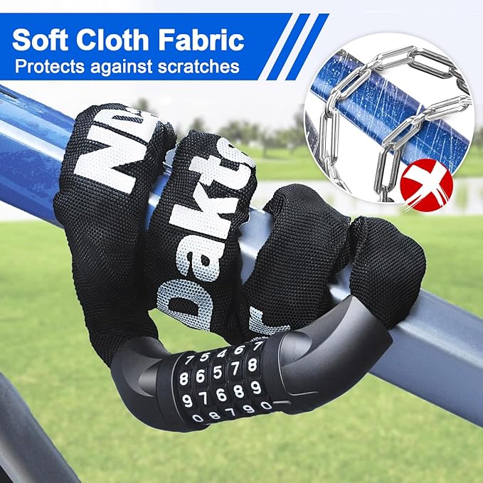 NDakter Bike Chain Lock, 5 Digit Combination Heavy Duty Anti Theft Bicycle Chain Lock,2.62/3.2/4.27/5/6Ft Long Security Resettable Bike Locks for Bike, Bicycle, Scooter, Door, Gate, Fence-4/6mm Thick