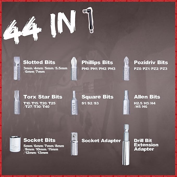 Bike Tool Kit, Repair Kit with 44 in 1 Multitool, Frame Bag, Mini Pump, Spoke Wrench, Tire Lever Patches Bicycle Accessories Set for Adult Bikes Road Mountain MTB