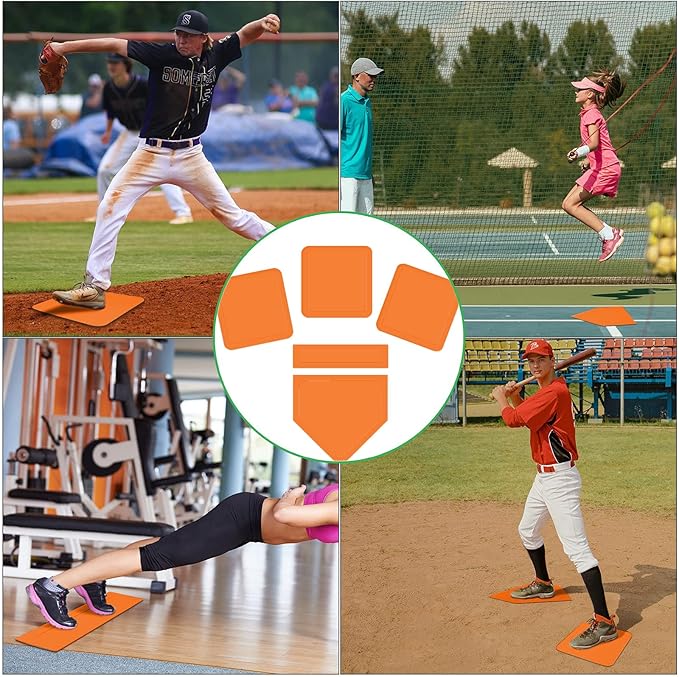 Baseball & Softball 5 Piece Base Set + 5 Piece Plastic Training Balls - Improve Power and Agility - Baseballs Accessories Fun for All Ages