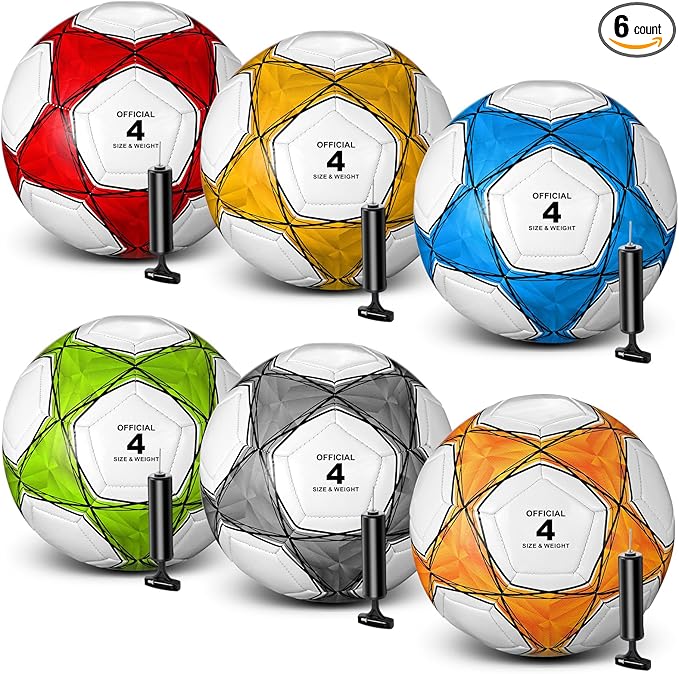 6 Pcs Operation Christmas Soccer Ball Bulk with Pump Needles, Official Deflated Soccer Ball Gift for Youth Adult Game Training Practice Christian Charity Donation Supplies