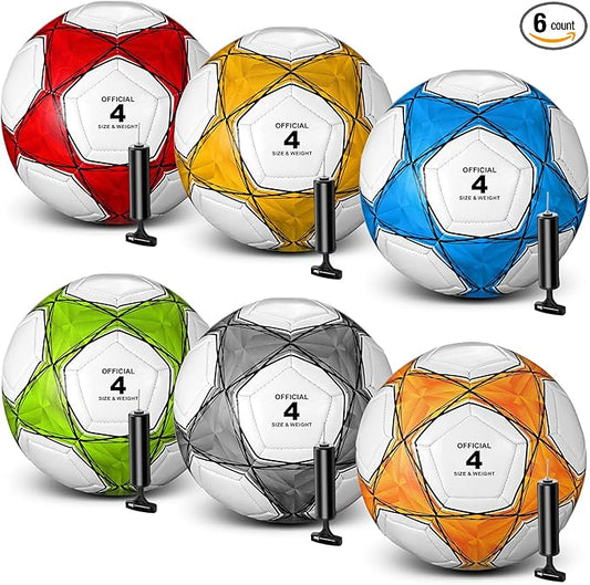 6 Pcs Operation Christmas Soccer Ball Bulk with Pump Needles, Official Deflated Soccer Ball Gift for Youth Adult Game Training Practice Christian Charity Donation Supplies