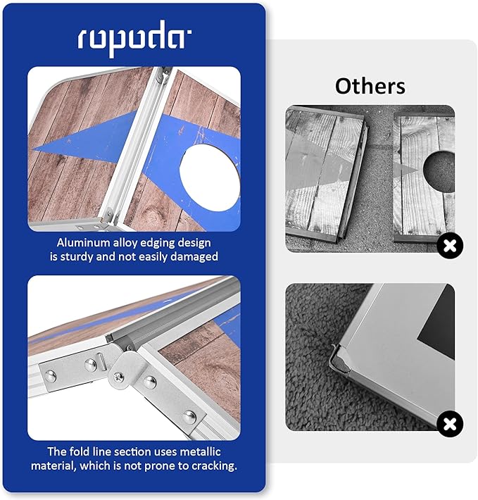 ROPODA Portable Cornhole Board Set,24 x 16 in Corn Hole Games for Adults with 8 Bean Bags, Lightweight Aluminum Alloy Edging Cornhole Set for Outdoor Games，Beach and Tailgates.
