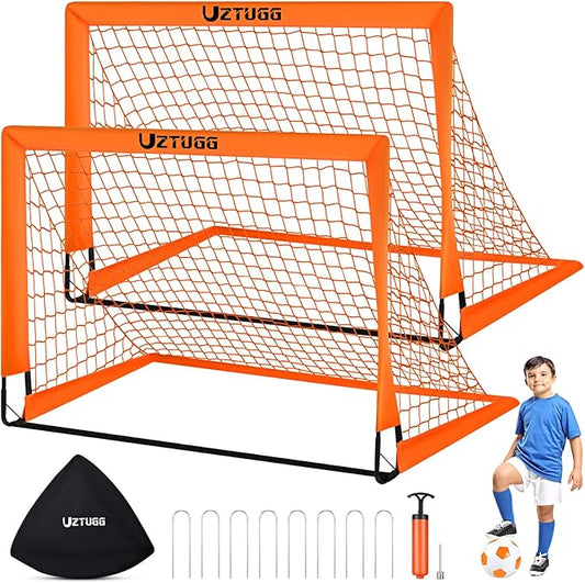 Soccer Goals, Soccer Net for Backyard, 2 Pack 4' x 3' Soccer Goal Training Equipment, Portable Soccer Nets with Soccer Ball and Ball Pump,Goal Net for Sports Training
