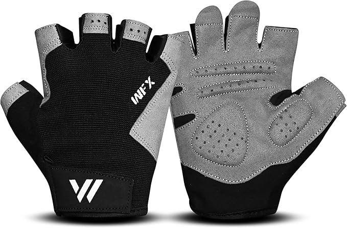 Gym Gloves Fitness Training Anti Slip Shock-Absorbing Weight Lifting Gloves Padded Grip Breathable Fingerless Workout Support for Men Women Cycling Exercise