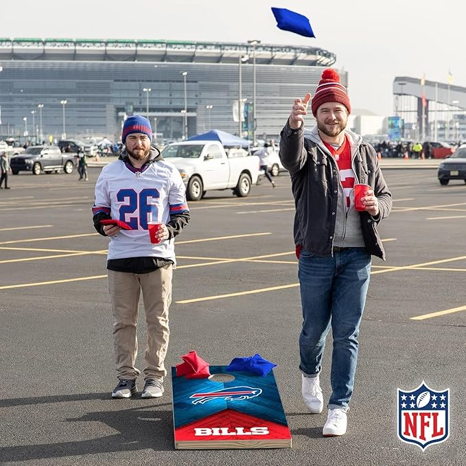 Wild Sports NFL Football 2' x 4' Regulation Size Solid Wood Cornhole Set with Direct Print HD Team Graphics Great Gift for Any Football Fan! Bean Bag Toss Family Outdoor Game