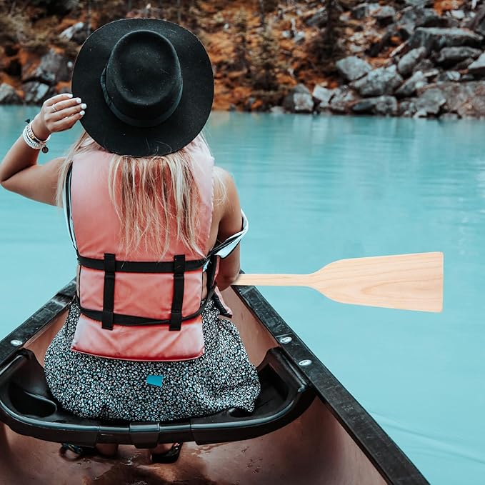 jojofuny Sustainable Wood Paddle Boat 19.5 Inches Kayaking Boating Canoeing Oar Paddle Grips for Boys and Girls Adults