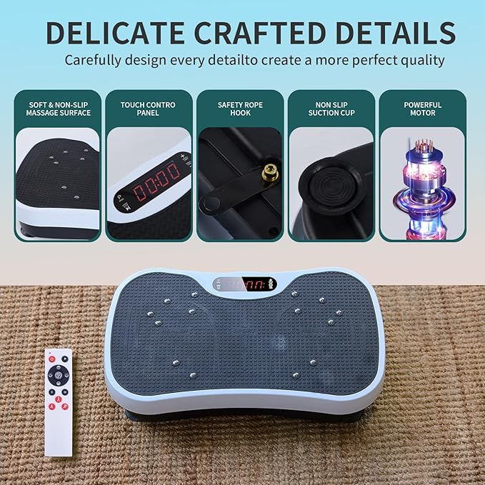 Vibration Plate Exercise Machine - Fitness Platform Vibration Plate for Lymphatic Drainage, Whole Body Shaker Machine Helps Weight Loss & Shaping, Workout Power Waver Vibrate for Women Men