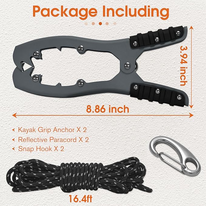 Antidious Kayak Brush Gripper, Kayak Anchor Grip with 16.4ft Paracord and Snap Hook to Anchor Float, Canoe, Boat for Fishing Boating Camping