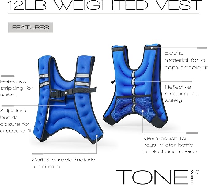 Tone Fitness Weighted Vest | 8lb or 12lb | Multiple Options