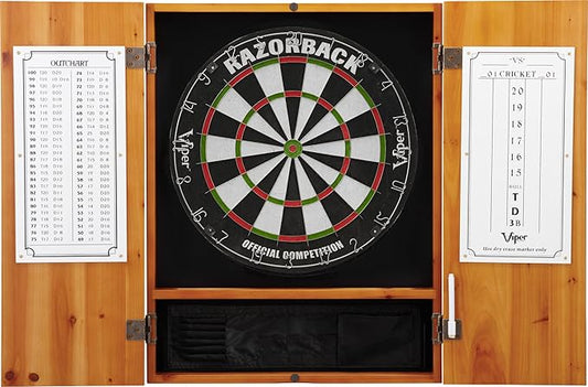 Viper by GLD Products Metropolitan Solid Wood Cabinet & Sisal/Bristle Dartboard Play-Ready Bundle