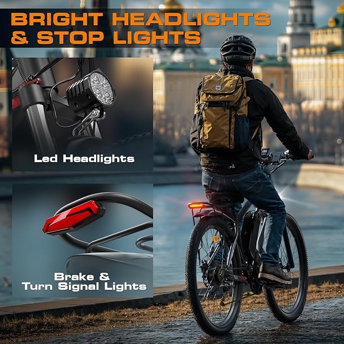 Electric Bike for Adults with Peak 1500W, 80Miles 32MPH Commuting Electric Mountain Bike, 48V 17.5Ah Removable Battery 21-Speed Disc Brakes, 29" Tires and Front Suspension