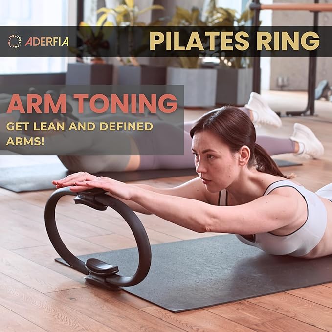 Pilates Ring Circle - 2 Pack |14" Inch Fiberglass Pilates Home Equipment | Comfortable Padded Foam Handles | Ideal for Toning, Inner Thigh and Pelvic Exercises | Use at Home, Gym Classes |