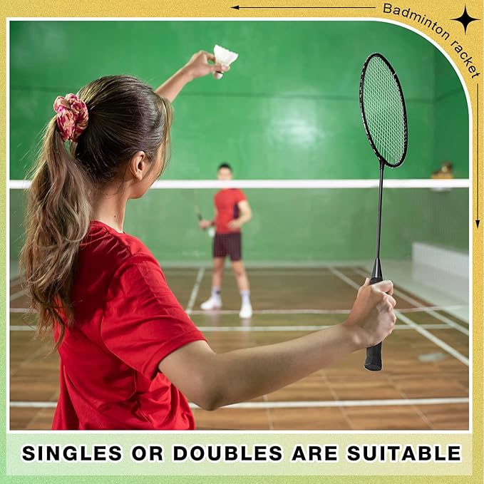 Woanger 8 Packs Badminton Rackets Set with 12 Badminton Racquets for Adult Backyard Gym Beach Outdoor Games