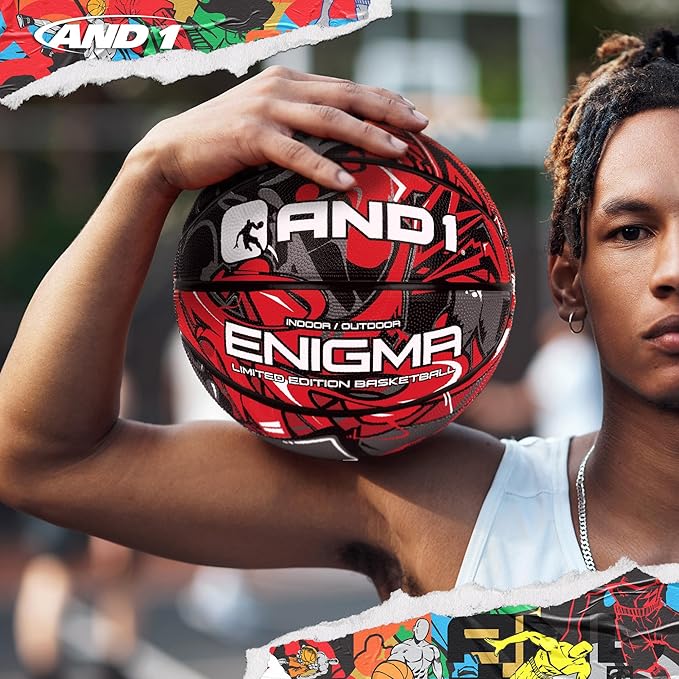AND1 Enigma Basketball - Streetball for Indoor and Outdoor Use, Deep Channel Construction and Durability