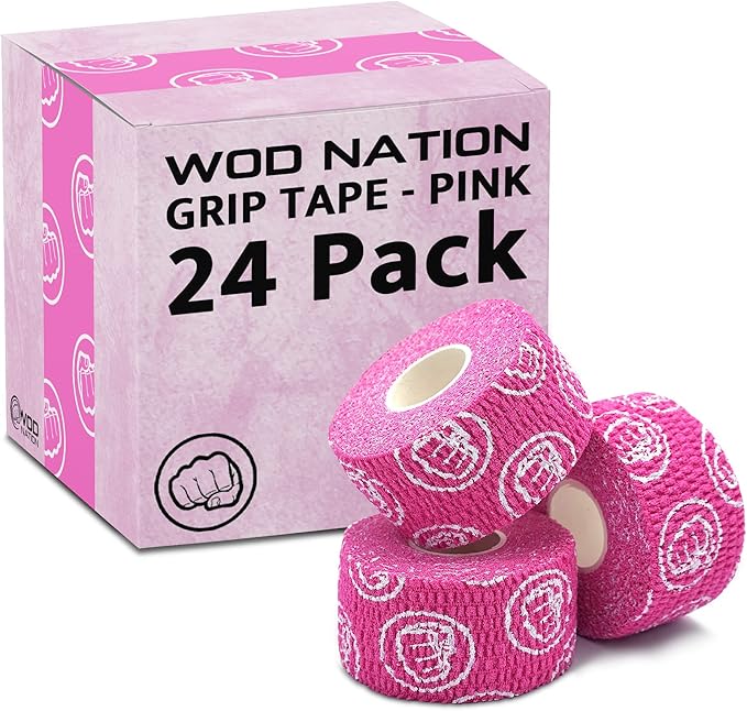 WOD Nation Flexible Hook-Grip Athletic Tape – Easy-Tear, Sweat-Proof Thumb & Finger Strips for Weightlifting