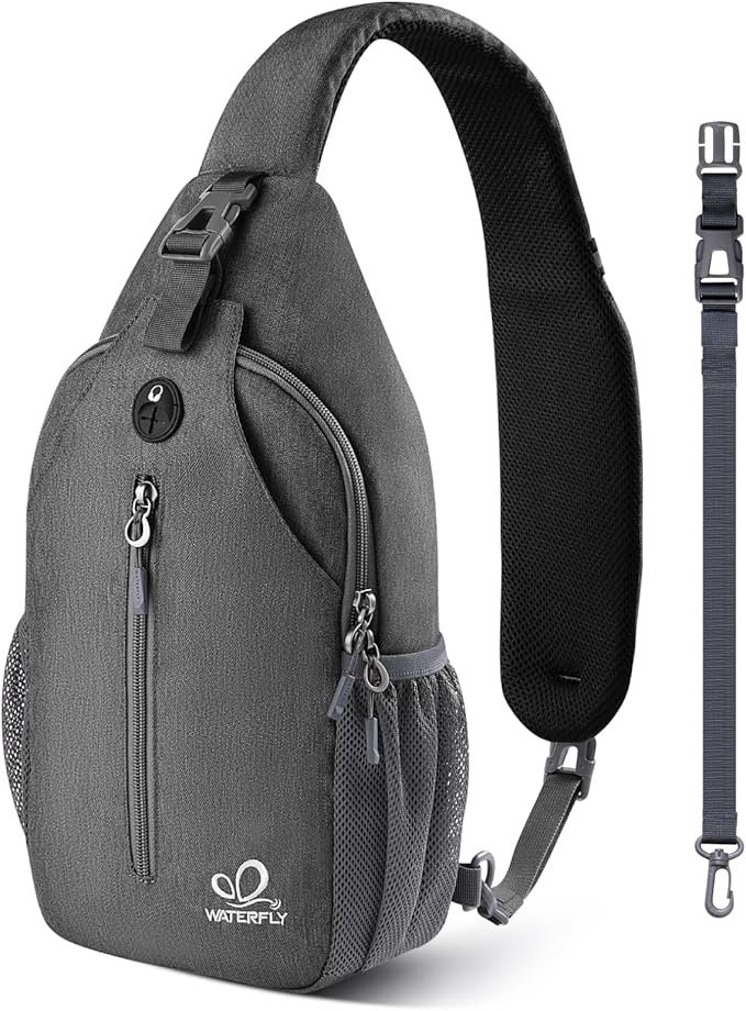 WATERFLY Crossbody Sling Backpack Sling Bag Travel Hiking Chest Bag Daypack