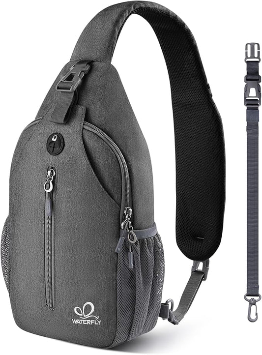 WATERFLY Crossbody Sling Backpack Sling Bag Travel Hiking Chest Bag Daypack