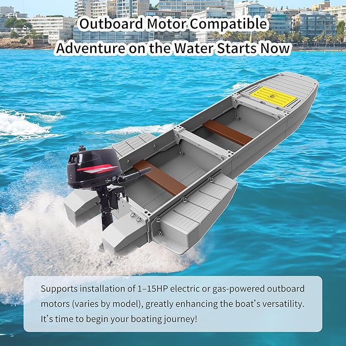 Fishing Boat, Folding Pontoon Boat, Fits in Car Trunk – Portable Modular Kayak, Seats 2-6, Motor-Ready, Sturdier Than Inflatable Boats – Ideal for Lure Fishing, Paddling Trip, Hunting, Rescue