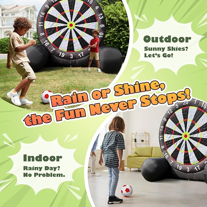 Inflatable Soccer Dart Board - Giant Outdoor Yard Game with Blower & Accessories for Fun
