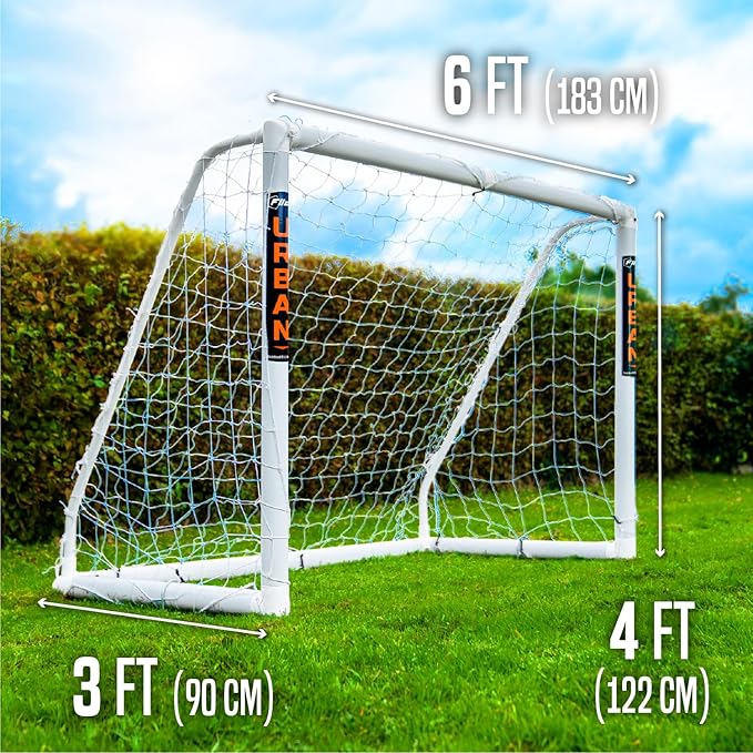 Flick Ultimate All Weather uPVC Soccer Goal with UV treated 70mm thick posts, integrated locking system, and strengthened corners 12x6
