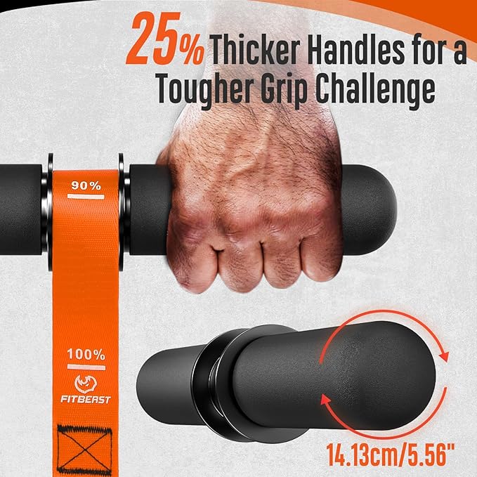 FitBeast Forearm Strengthener & Forearm Exerciser, Wrist Roller with Thicker Handle, Forearm Strength Trainer with Adjustable Strap - Ideal for Grip Strength, Muscle Building, Rehabilitation