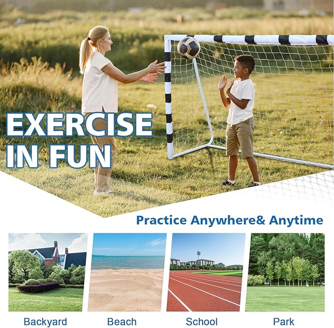 Combination Soccer Goal Portable Soccer Goals for Backyard Steel Frame Football Goal with All Weather Net for Kids Youth