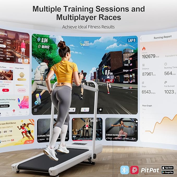 Walking Pad Treadmill with Handle Bar 3-in-1 Foldable Treadmills for Small Space 300 LBS Capacity, 3.0HP Portable Under Desk Treadmill for Home Office with LED Display Remote APP Control