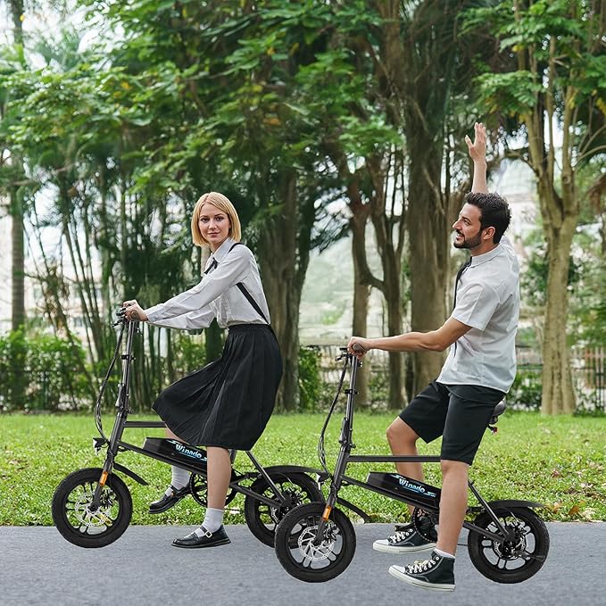 Winado Electric Bike for Adults, 14" Folding Electric Bicycle 450W Motor with Dual Disc Brakes, Max Range 25Miles(Pedal-Assist) & Speed 15.5MPH, Foldable Commuter City Ebike for Adults/Teens