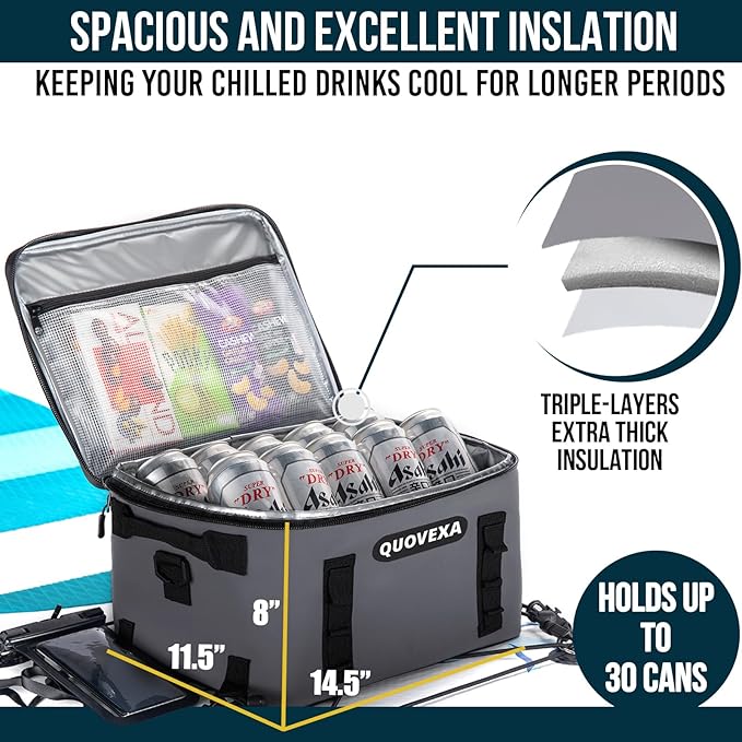 Paddle Board Cooler Bag, Sup Cooler, Coolers Deck Bag with 4 Pockets, Kayak Cooler Fits 30 Cans, Deck Coolers Bag for Paddleboard, Paddle Board Accessories with Phone Pouch