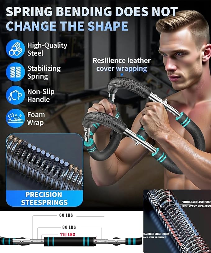 Twister Arm Trainer for Men & Women，60-110lb Adjustable Arm & Chest Workout Equipment，Portable Home Gym Strength Training Machine for Full-Body Toning & Muscle Building